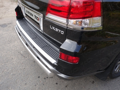 Защита заднего бампера овальная 75-42 мм ТСС для Lexus LX-570 Sport 2014-2021
