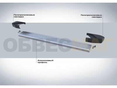 Пороги алюминиевые Rival Silver New для Kia Sorento Prime 2018-2021