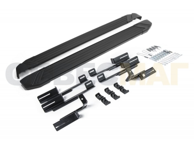 Пороги алюминиевые Rival Black New для Mitsubishi Eclipse Cross 2018-2021
