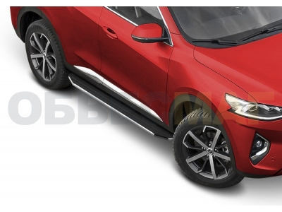 Пороги алюминиевые Rival Premium для Haval F7/F7x 2019-2021