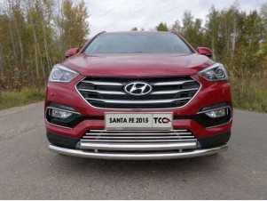 Защита передняя двойная 60-50 мм для Hyundai Santa Fe № HYUNSF4WD15-01