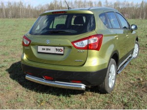 Защита заднего бампера овальная 75х42 мм для Suzuki SX4 New № SUZSX414-09