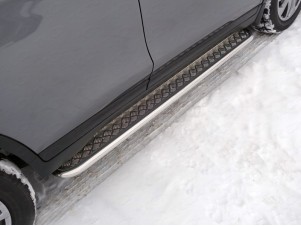 Пороги с площадкой алюминиевый лист 42 мм для Nissan X-Trail T32 № NISXTR18-26