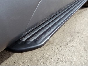 Пороги алюминиевые Slim Line Black для Fiat Fullback № FIAFUL16-32B